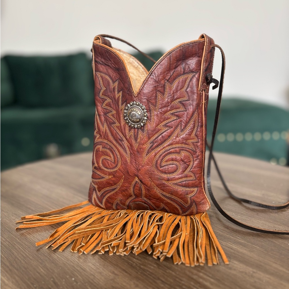Justin Boots Rustic Brown Crossbody Bag with Fringe